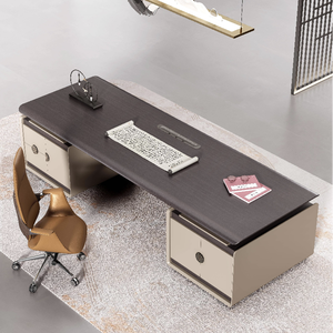 Escritorio DE OFICINA DE MADERA minimalista moderno de alta calidad para gerente y abogado Carga duradera Puertos USB Cajón Gabinete Muebles - Product Image 3