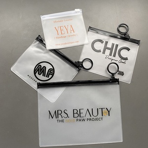Sac à fermeture éclair en PVC <span class=keywords><strong>transparent</strong></span> givré avec poignée, fond carré auto-scellant, imprimé avec logo personnalisé, pour le rangement de bijoux - Product Image 2
