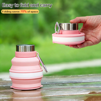 Bouteille d'Eau Pliable en Silicone Portable de 300 ml, Sans BPA, Anti-Fuite, Peu Encombrante, Idéale pour le Camping, les Voyages, l'École et les Enfants