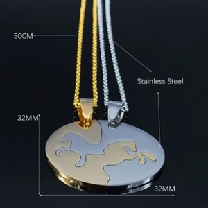 Kalung liontin baja tahan karat kuda 2PCS, kalung pasangan hewan wanita/pria, hadiah perhiasan persahabatan <span class=keywords><strong>BFF</strong></span> - Product Image 2