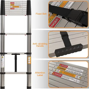 Échelle télescopique en acier inoxydable de haute qualité, anti-rouille, rétractable, pour camping-car, caravane, entretien des toits en extérieur - Product Image 2