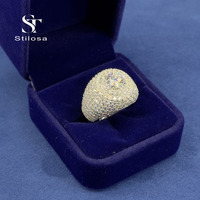 Bague de mode en argent sterling 925 avec moissanite VVS, bague hip-hop personnalisée entièrement pavée de moissanites