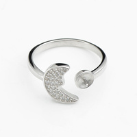 SSR131 Mond-Design Ring mit Perlenfassungen aus 925 Sterling Silber Rohlinge zur Herstellung von Perlenschmuck