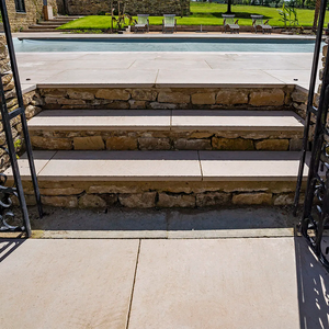 Azulejos de suelo de piedra caliza Beige de Portugal Exterior revestimiento de pared escalera exterior Porto Beige Moleanos piedra de pavimentación de piedra caliza para <span class=keywords><strong>casa</strong></span> - Product Image 5