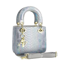 Sac à main holographique laser pour femme, mini sac fourre-tout brillant effet peau de serpent, sac à main féminin irisé, petit sac à main de luxe métallique pour soirée de bal