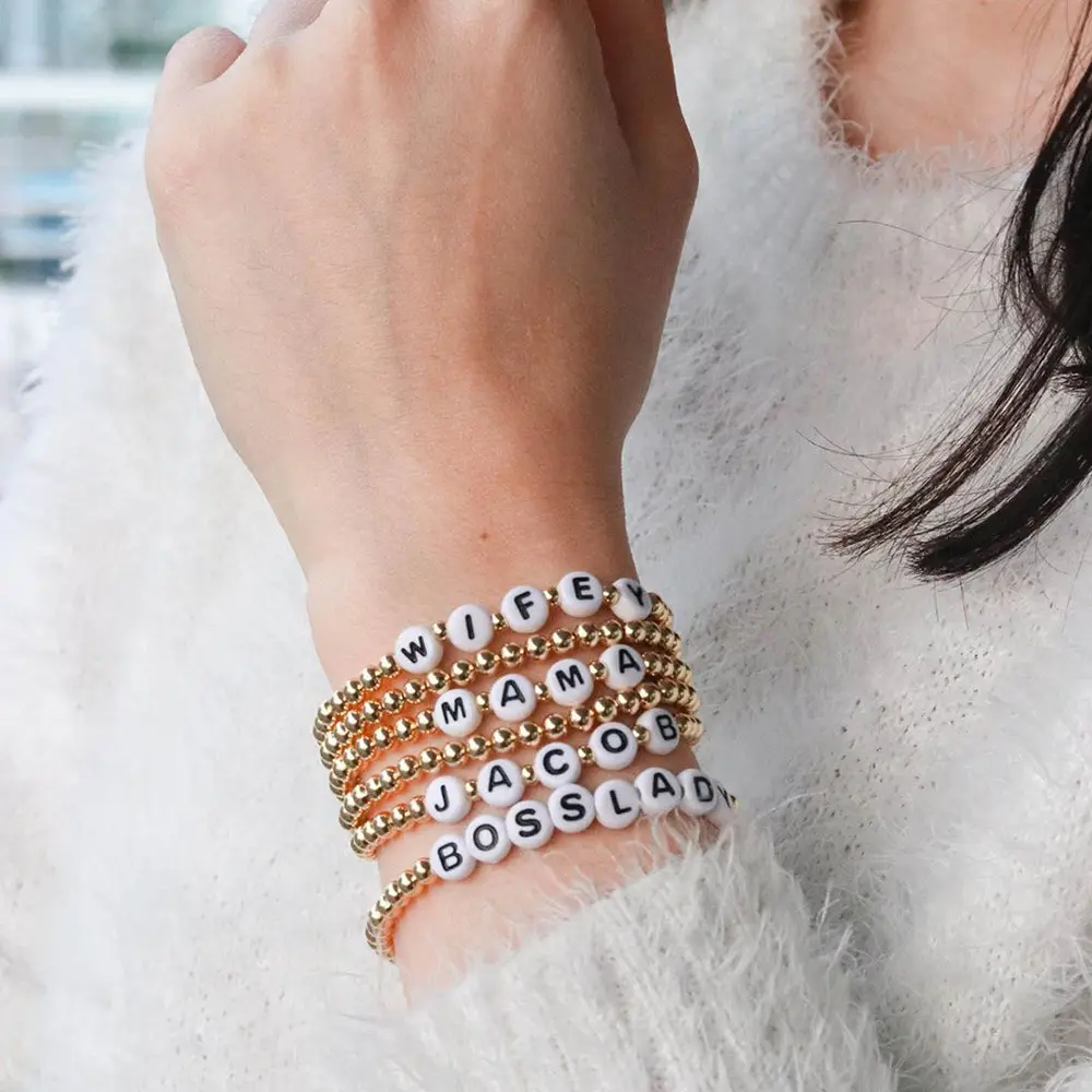 Fine Jewelry Letter LOVE Women's Bracelets Friendship Fashion Silicone Beaded Brass Bracelets For Man