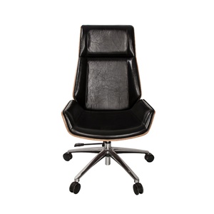 Fauteuil de bureau de direction ergonomique en cuir noir, pivotant, moderne et luxueux, pour grossistes - Product Image 2