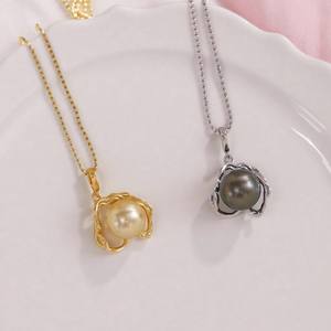 Componentes de Joyería DIY: Base de Plata S925 WENCHI para Colgante, Hebilla Hueca Sencilla para Perlas de 8-9mm, Modelo 10212 - Product Image 2