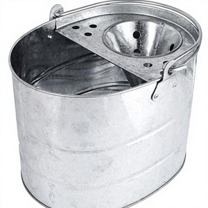 Seau à serpillière ovale robuste galvanisé pour usage commercial, industriel et domestique, finition naturelle - Product Image 4