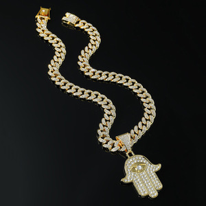 2026 Hot Selling Eyes Palm Shaped Geometric Pendant Necklace Personalized Hip Hop Style Men's Necklaces Trendy Jewelry Wholesale - Product Image 1