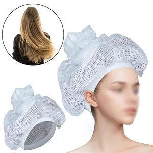 Custom OEM Upgraded Large Net Plopping Bonnet Mesh Hair Drying Bonnet Adjustable Soulta Net Plopping Cap For Drying Curly Hair