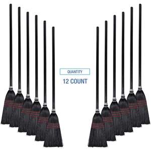 Boardwalk BWK951BP Naturel/Noir 37-38 pouces. Balai de hall avec poils en polypropylène à pointe flagonnée et tête de balai en herbe/PET, lot de 12 - Product Image 6