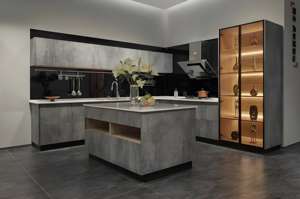 Huipinju Modern <b>Furniture</b> European Style Solid Wood <b>Kitchen</b> Cabinet MDF Pantry Cabinets - Product Image 3