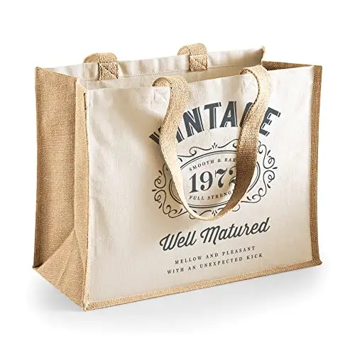 50th Birthday Keepsake Gift Vintage Bag for Women 50 Novelty Shopping Tote