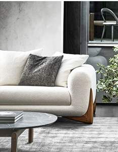 कम MOQ लक्जरी सोफा लिविंग रूम फर्नीचर ठोस लकड़ी सफेद डबल सोफा - Product Image 2