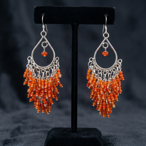 Boucles d'oreilles chandelier en argent sterling 925 et cornaline pour femme, bijoux ethniques de style victorien - Product Image 3