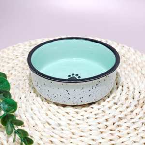 Handgeschilderde schattige keramische voerbak voor katten & honden, hoge voet, nekbescherming, water- & snackbak, kleine afwijking - Product Image 4