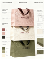 Sac à main d'emballage de boutique en papier artistique, fabriqué à la main, respectueux de l'environnement, en matériaux recyclés, avec procédé de gaufrage tridimensionnel