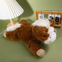Jouet en peluche couineur pour animaux de compagnie, en forme de cheval couché, durable, pour la dentition et l'interaction, accessoire mignon pour chiens