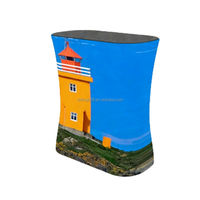 Comptoir de stand pliable rectangulaire pour salon professionnel, avec éclairage LED, impression par sublimation, portable, durable et écologique