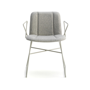 Chaises de salle à manger modernes de luxe avec revêtement en tissu gris et pieds en fer pour la maison, le bureau, l'hôtel, la cuisine - Product Image 1