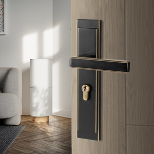 Poignée de porte de luxe en laiton massif, design italien moderne, levier intérieur pour porte principale en bois, ensemble de serrure de confidentialité avec boutons - Product Image 5