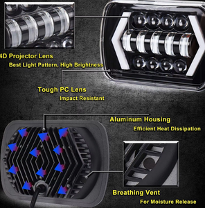 Faro Delantero LED Cuadrado TCYATO <span class=keywords><strong>de</strong></span> 45W con Ojos <span class=keywords><strong>de</strong></span> Ángel <span class=keywords><strong>de</strong></span> Flecha, Luz <span class=keywords><strong>de</strong></span> Circulación Diurna (DRL) y Señal <span class=keywords><strong>de</strong></span> Giro, <span class=keywords><strong>Faros</strong></span> LED <span class=keywords><strong>de</strong></span> Halo <span class=keywords><strong>de</strong></span> 5x7 Pulgadas - Product Image 6