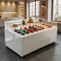Vitrine réfrigérée commerciale pour pâtisserie, vitrine en verre avec roulettes