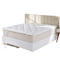Surmatelas uni extra doux 5 cm, tissu premium 400 fils, respirant, anti-allergène, anti-acariens, lavable en machine, élastique