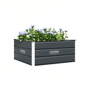 Jardinera de Acero Foeornon, 39.37 x 39.37 x 17.72 Pulgadas, Cuadrada, para Exteriores, Diseño Moderno y Minimalista - Product Image 1