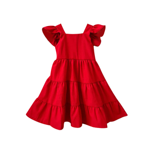 Abito Casual in maglia <span class=keywords><strong>di</strong></span> <span class=keywords><strong>cotone</strong></span> <span class=keywords><strong>per</strong></span> bambine manica estiva con Plaid a collo quadrato con decorazione a bottone tinta unita - Product Image 1