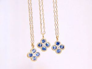 Collier trèfle à quatre feuilles en or 18 carats Xinfly, rubis et saphir naturels, pendentif de luxe en gros pour femmes - Product Image 4