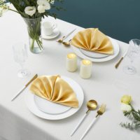 Serviettes de table de luxe en lin et satin 50x50cm lavables pour tables de salle à manger et d'événements commerciales