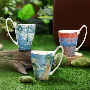 <span class=keywords><strong>Van</strong></span> <span class=keywords><strong>Gogh</strong></span> Monet pintura al óleo regalos de negocios gran capacidad apto para microondas tapa de paja diseño minimalista taza - Product Image 3