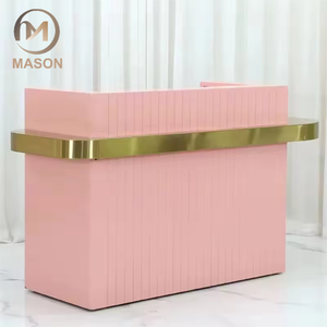 Escritorio de recepción Salón de belleza L Esquina Muebles de salón curvos Escritorio de recepción pequeño Mostrador de recepción Recepción - Product Image 1