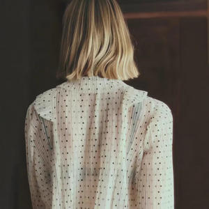 Blusa de Mujer Estilo Francés Retro, con Estampado de Lunares, Lazo, Estilo Vintage Europeo, para Oficina, ODM - Product Image 4