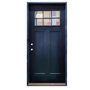 Fangda 36 in.X 80 in. Craftsman 6 lite right hand outswing primed black color fiberglass prehung front door entry door