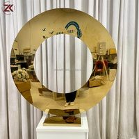 ZKAI Vente en gros de centre de table en miroir double cercle doré haut de gamme pour mariage, fête, décoration d'événements