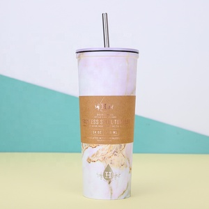Cách điện bia Tumbler với rơm đôi tường thép không gỉ 16oz 24oz cắm trại kim loại cốc hiện đại dành cho người lớn uống cup với nắp - Product Image 6