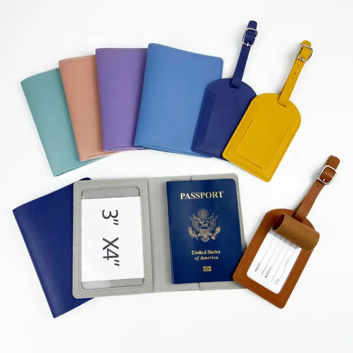 אישית לוגו עור עסקים דרכון כיסוי גברים נשים מתנות נסיעות דרכון בעל ומזוודות תג סט דרכון ארנק מקרה