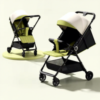 Poussette bébé pliable et légère avec cadre métallique robuste, siège inclinable bidirectionnel, possibilité de s'asseoir/décrocher, design compact et pliable.