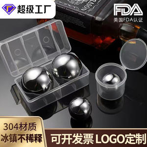 Stainless Steel Whiskey Stones Round <b>Ice</b> <b>Balls</b> Reusable For Whiskey Drinks Party Set Of 6 Puck - Product Image 5