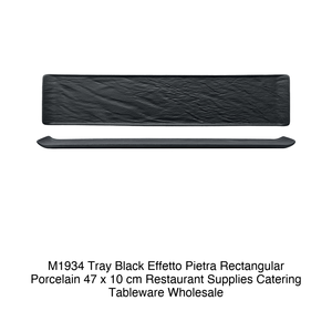 Black Stone Effect Serving Platter 47 × 10 cm Rectangular Porcelain M1934 - Product Image 2
