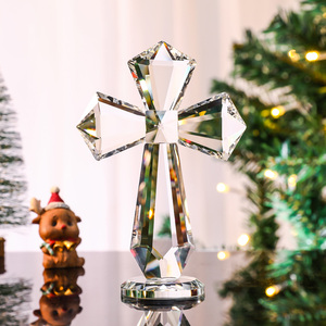 Croix décorative en cristal transparent de couleur AB, croix sainte en verre faite à la main, figurines de collection pour la décoration de la maison - Product Image 4