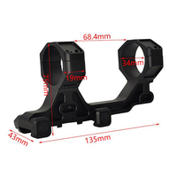 Support de lunette de 34 mm avec plaque de montage optique à 12 heures pour T1 T2, base de point rouge, hauteur de ligne centrale de 1,93 po