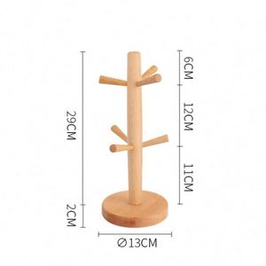 ที่วางแก้วไม้บีชแบบมินิมอล 6 ตะขอ สำหรับจัดระเบียบแก้วกาแฟ - Product Image 2