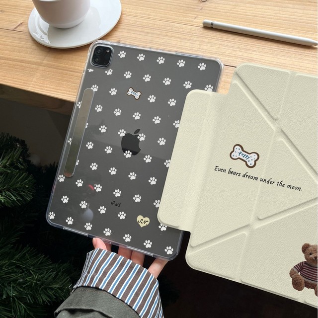 Cartoon Paw Print Bear for iPad Tablet Protective Case Mini Side Suction Separate Air7Y Folded Pro Cute 10th Fy Model 9518