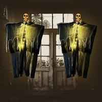 Halloween décoration extérieure coloré suspendu fantôme effrayant squelette gaze horreur accessoires lumineux corps éclairé bras réglables