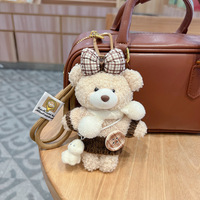 Hecion accessoire de mode marron vêtements ours en peluche cadeau d'anniversaire poupée porte-clés habillé en peluche porte-clés ours en peluche 10cm