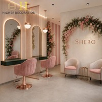 Équipement d'affichage pour salon de beauté OEM, vitrine en verre, panneau mural avec logo LED, taille et couleur personnalisées, service de conception 3D, vente en gros